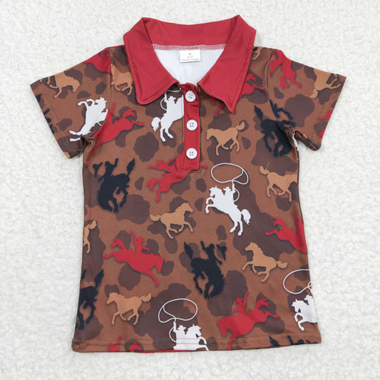 BT0162 Baby Boy Western Rodeo Short Sleeves Polo Shirt