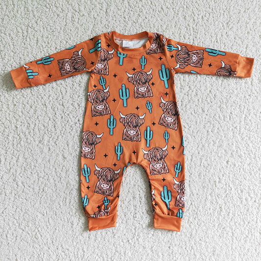 LR0060 Baby Boy Western Cow Romper