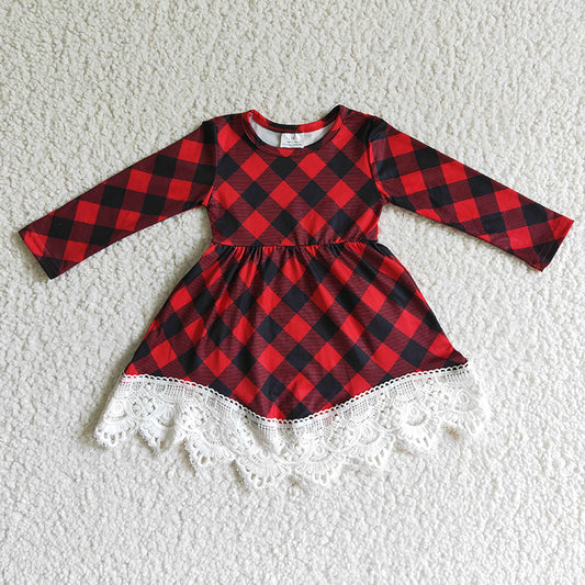 GLD0024 Baby Girl Christmas Plaid Twirl Dress