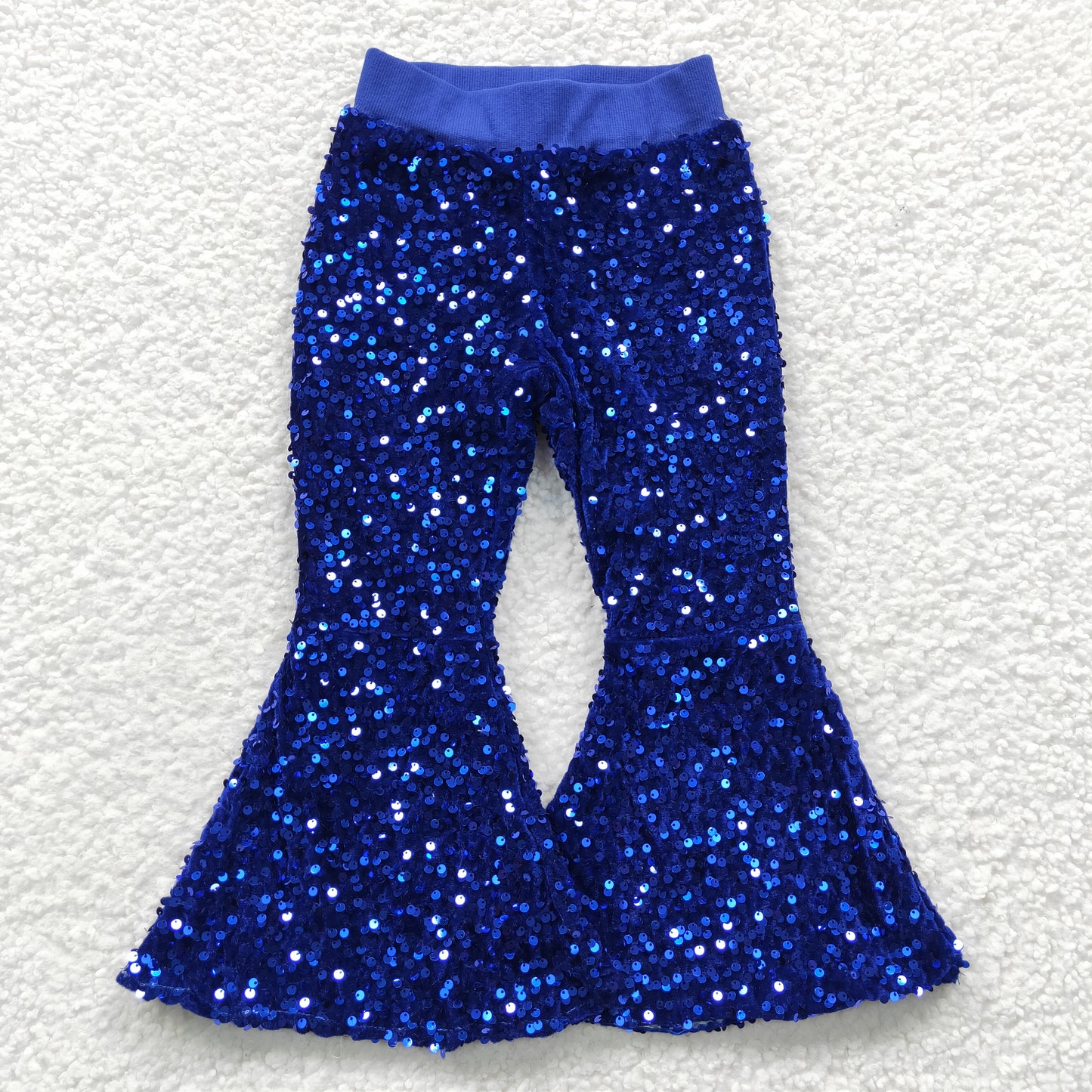 Baby Girl Blue Glitter Sequins With Lining Bell Pants