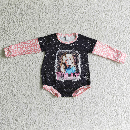 LR0180 Baby Girl Pink Leopard Singer Romper