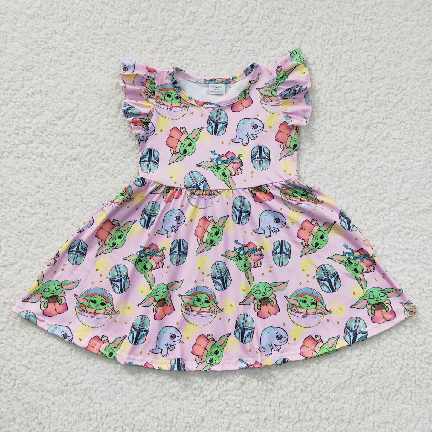 B14-10 Baby Girl Cartoon Short Sleeves Dress