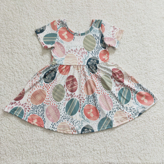 GSD0243 Baby Girl Easter Eggs Short Sleeves Twirl Dress