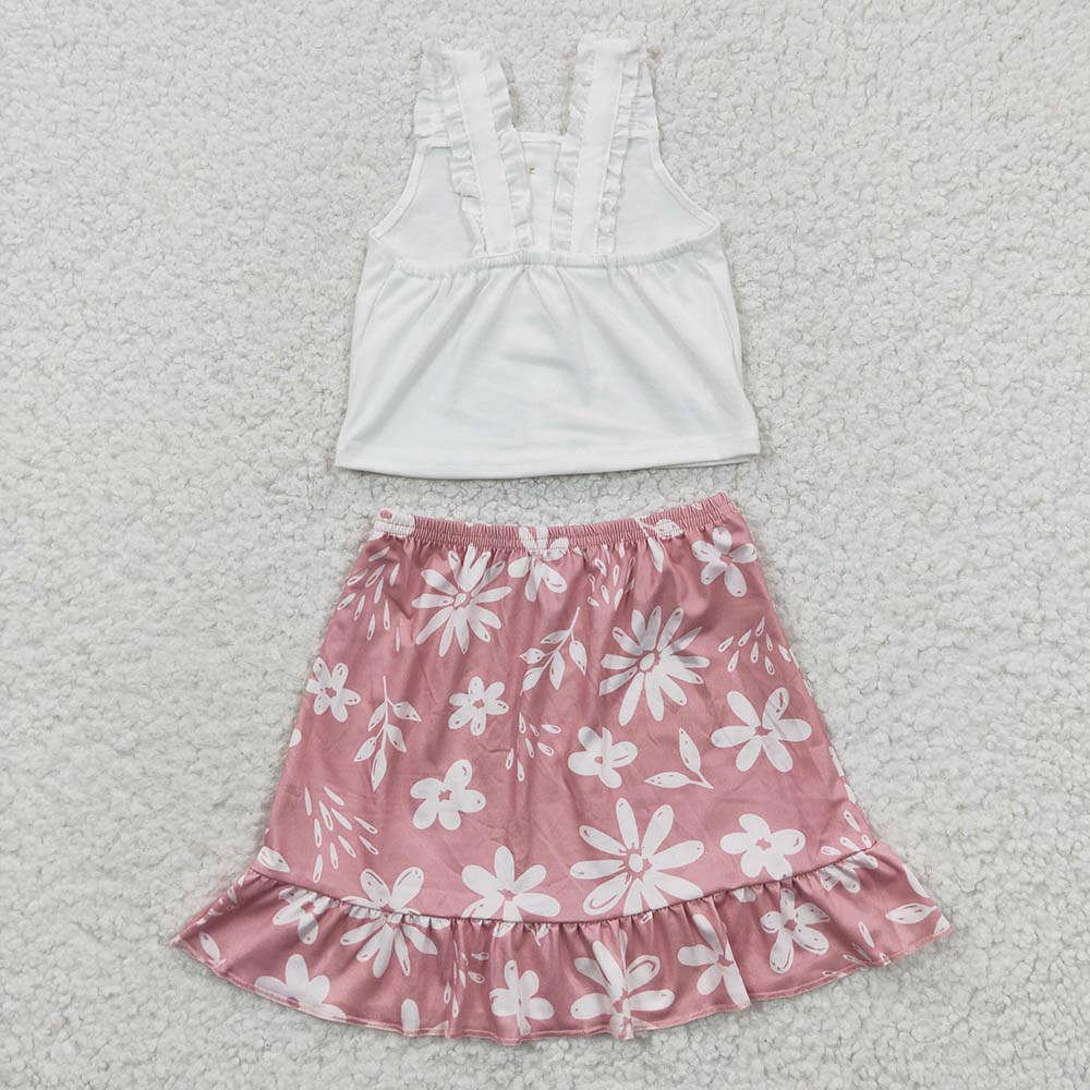 GSD0270 Baby Girl Summer Tank Top Floral Skirt Outfit