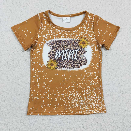 GT0098 Baby Girl Mini Sunflower Leopard Short Sleeve Shirt