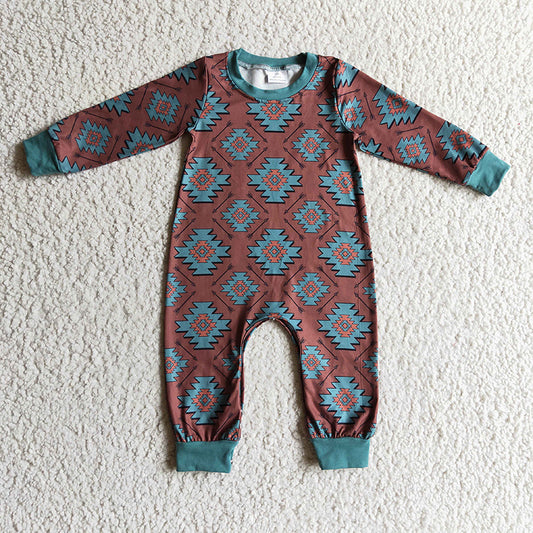 LR0187 Baby Boy Kids Southwest Long Sleeve Fall Romper