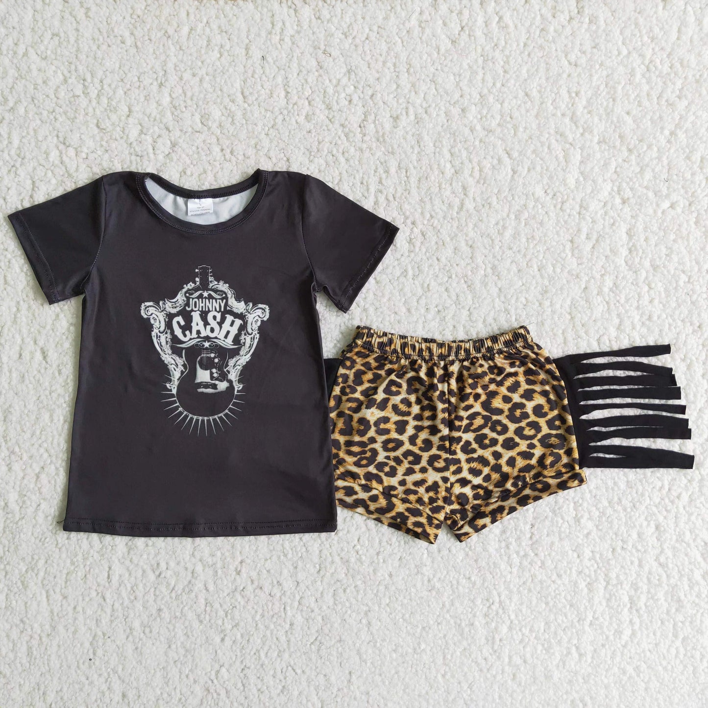 Promotion A3-4 Summer Baby Girl Guitar Shorts Tassel Leopard Shorts Outfit