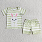 Easter Baby Boy Stripe Rabbit Bunny Green Shorts Outfit