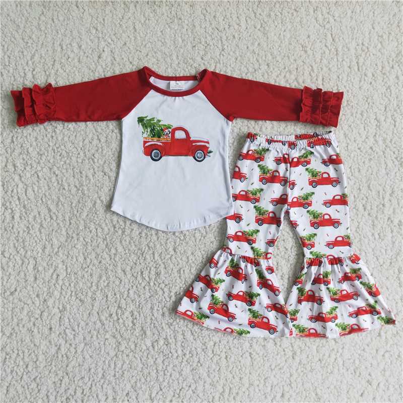 6 B9-19 Promotion Red Long Sleeve Christmas Tree Truck Outfit